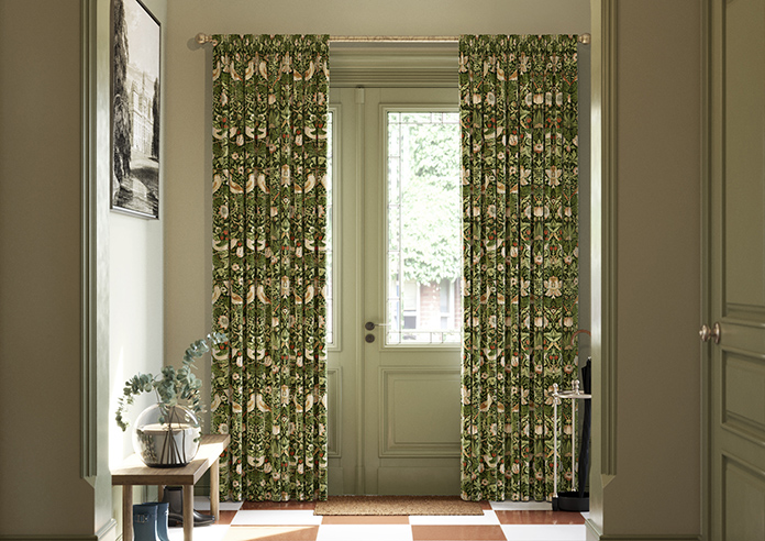 William Morris At Home Strawberry Thief Velvet, Nettle - Made to Measure Curtains - Image 3